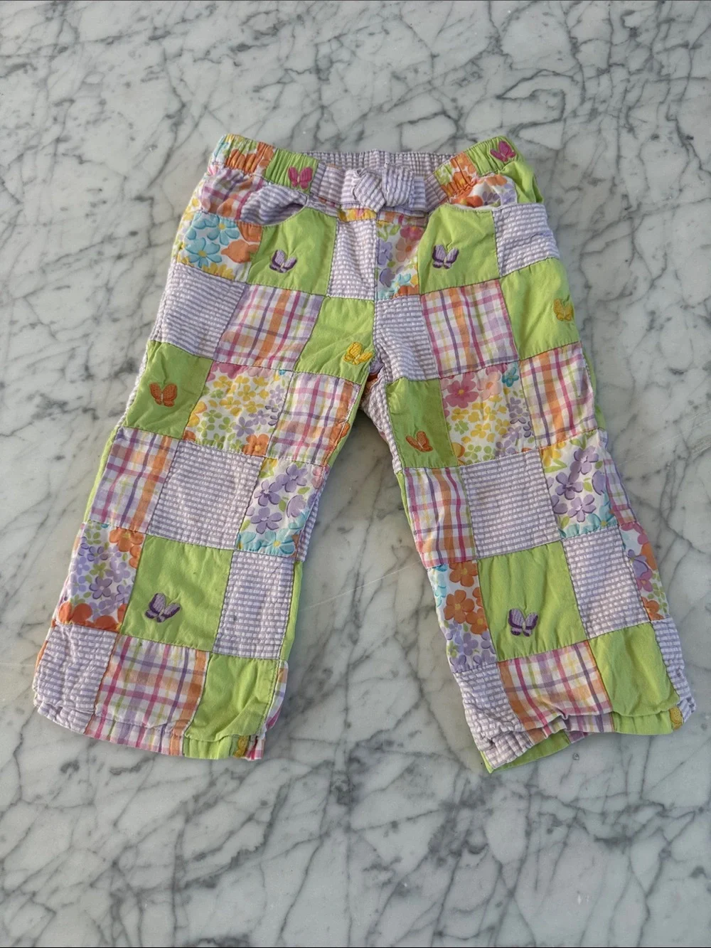 VTG Gymboree Butterfly Garden Patchwork Capri Pants Sz 5T